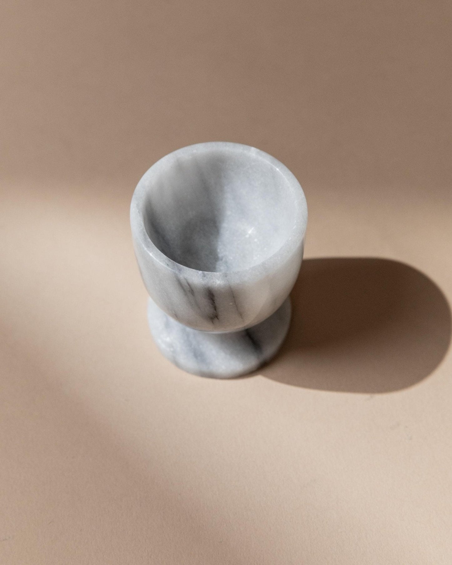 Vintage Eierbecher Set von 6 aus Marmor, grau-weiß, handgefertigt, Italien