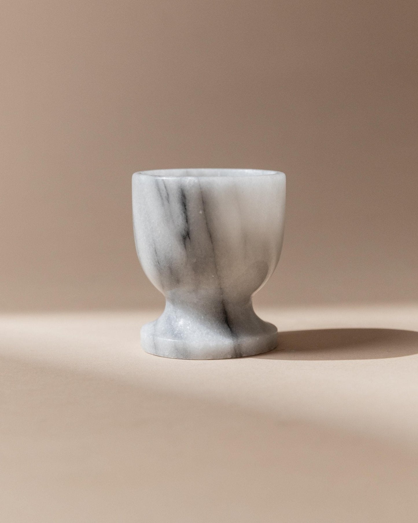 Vintage Eierbecher Set von 6 aus Marmor, grau-weiß, handgefertigt, Italien