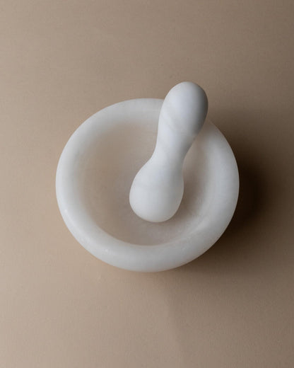 Vintage Mörser und Stößel aus Marmor