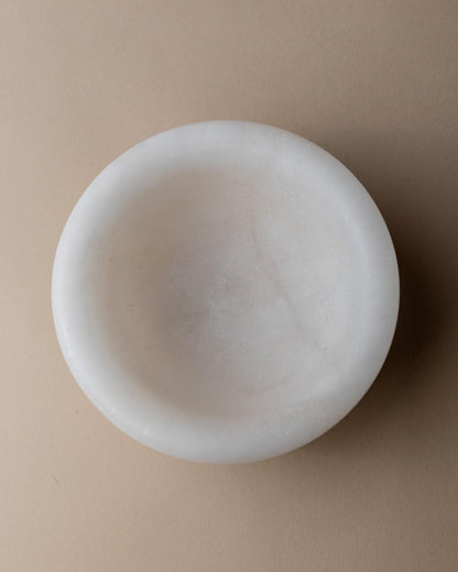 Vintage Mörser und Stößel Marmor Weiß Mid Century Design Italien 1980er