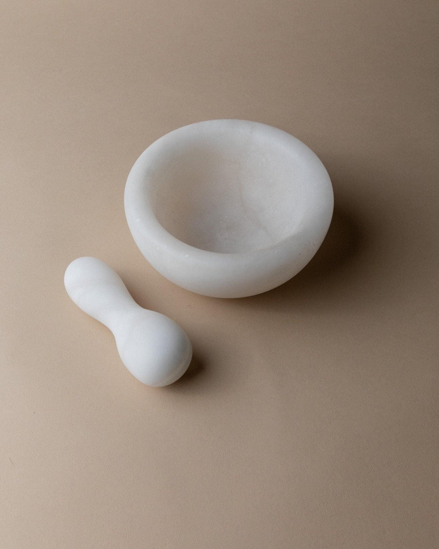 Vintage Mörser und Stößel Marmor Weiß Mid Century Design Italien 1980er