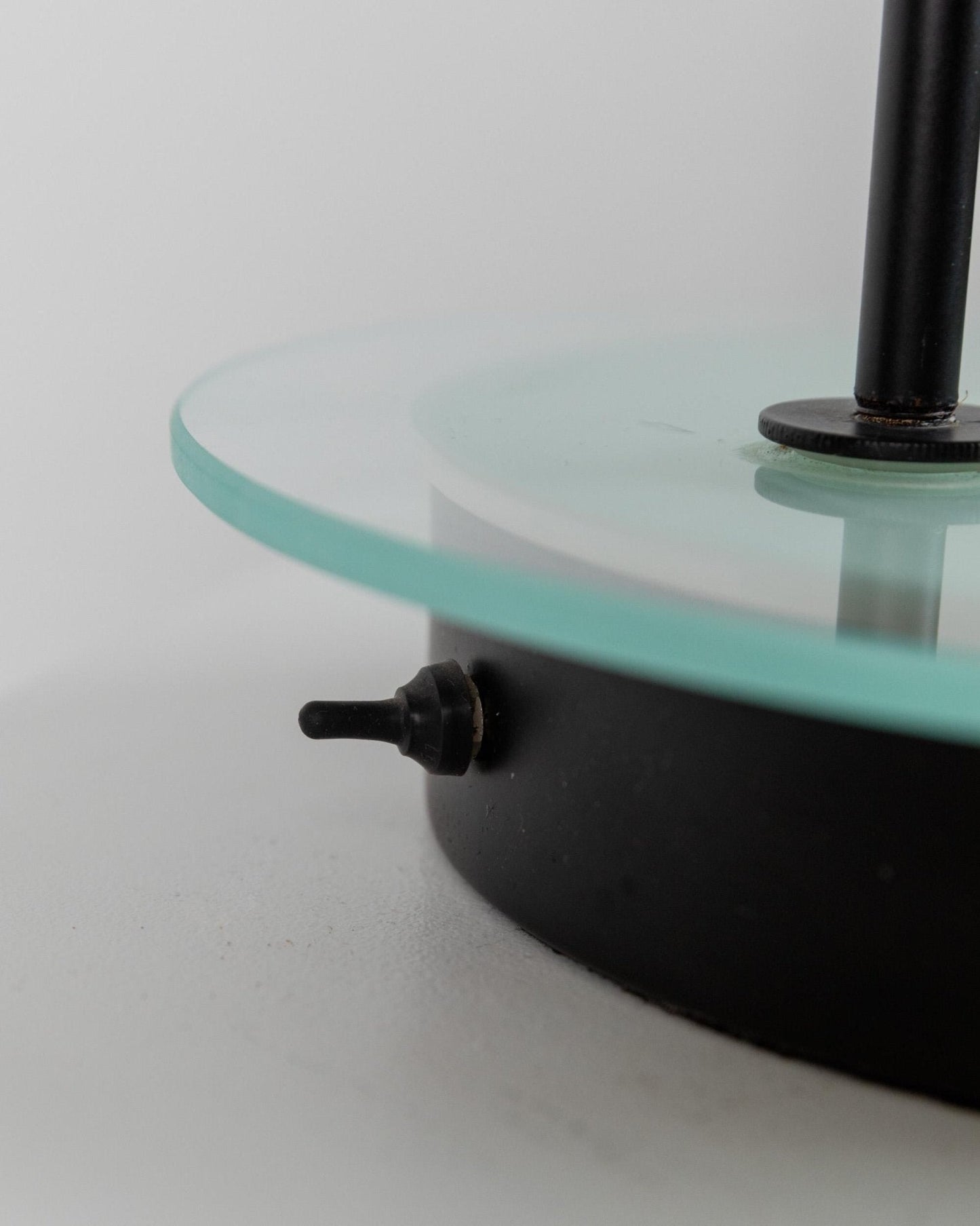 Vintage table lamp metal and glass black postmodern Memphis design Italy 1980s