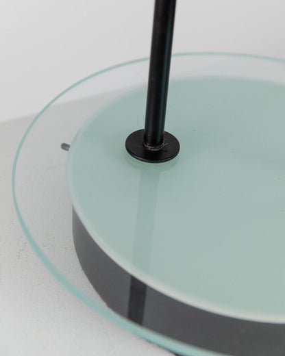 Vintage table lamp metal and glass black postmodern Memphis design Italy 1980s