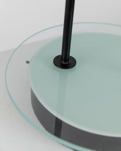 Vintage table lamp metal and glass black postmodern Memphis design Italy 1980s