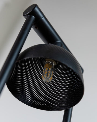 Vintage table lamp metal and glass black postmodern Memphis design Italy 1980s