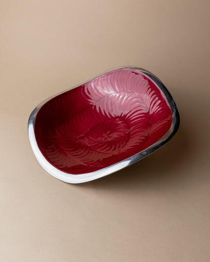 Vintage Schale Metall rot emailliert von Royal House