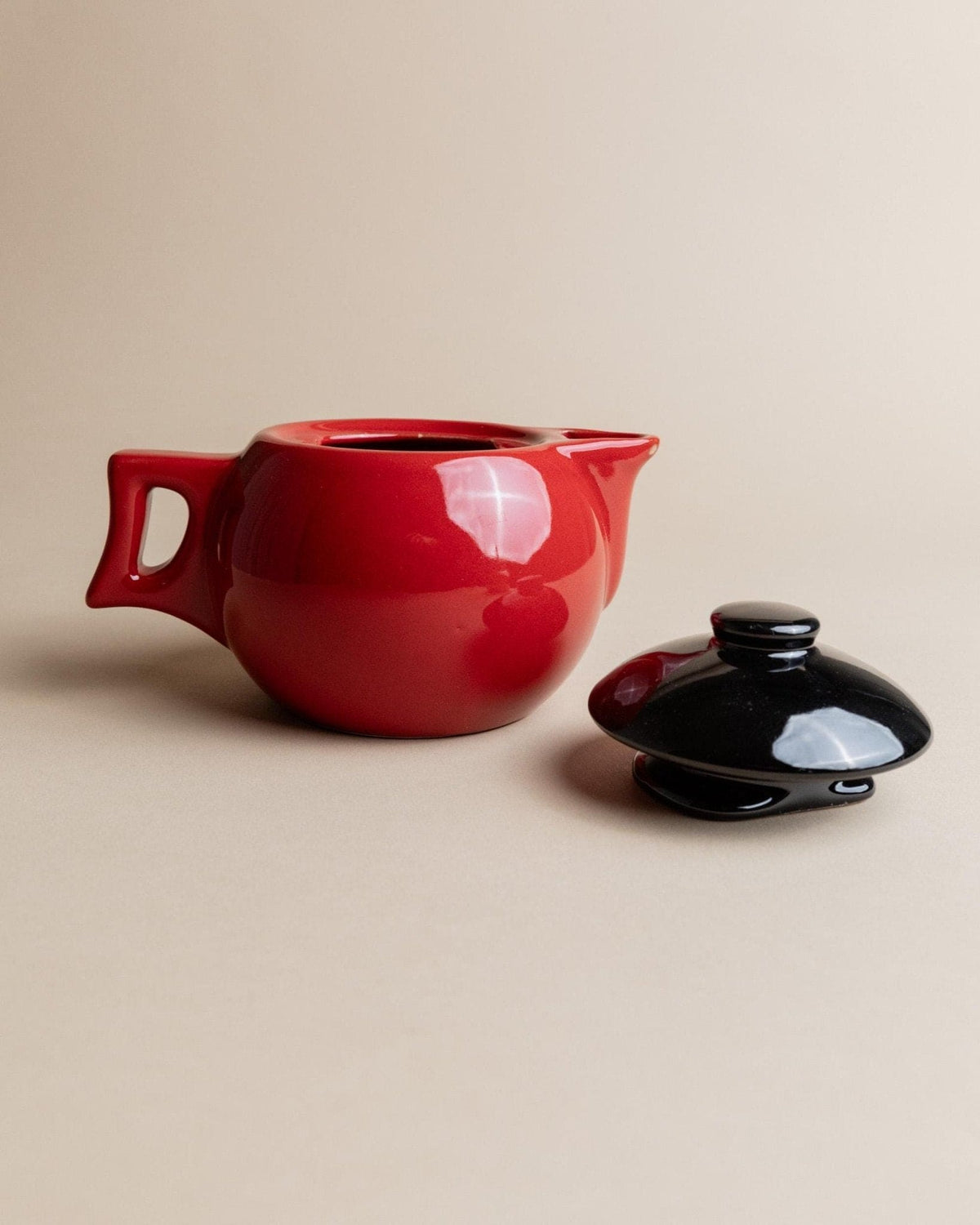 Cafetière Moka Vintage avec pot en céramique par Caffe Cellana rouge Pop Art Design années 1980