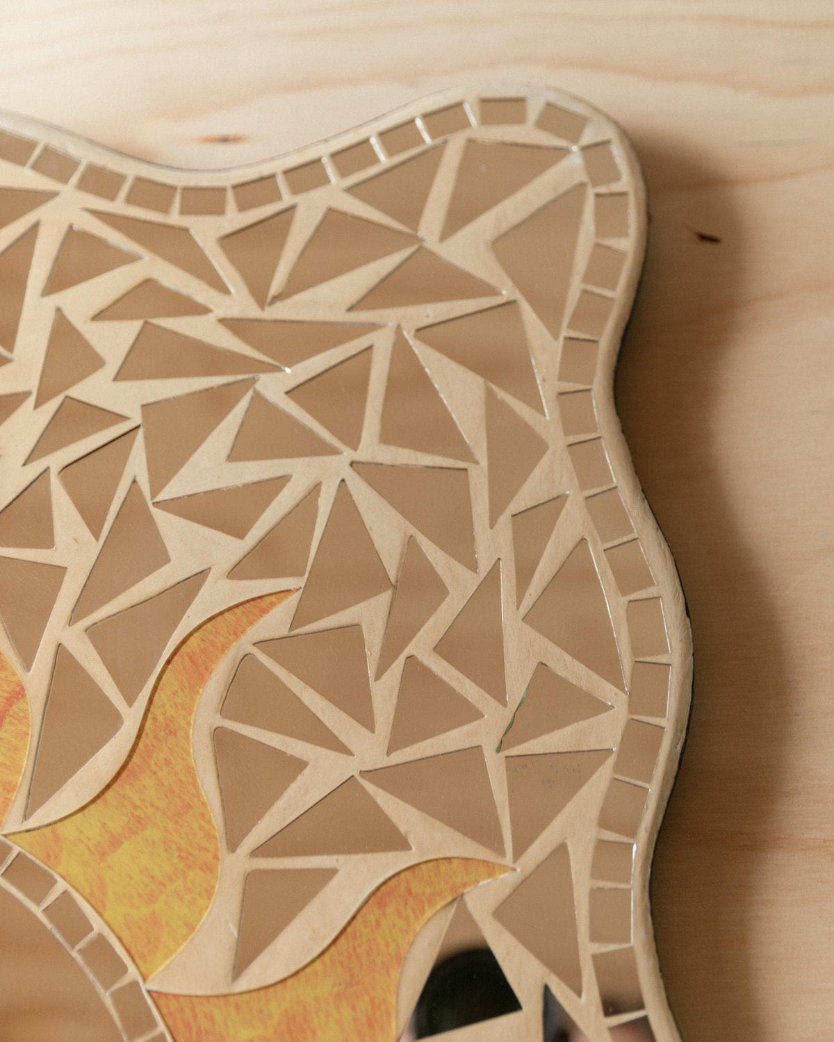 Vintage mosaic mirror with sun pattern Italy 1970s boho style