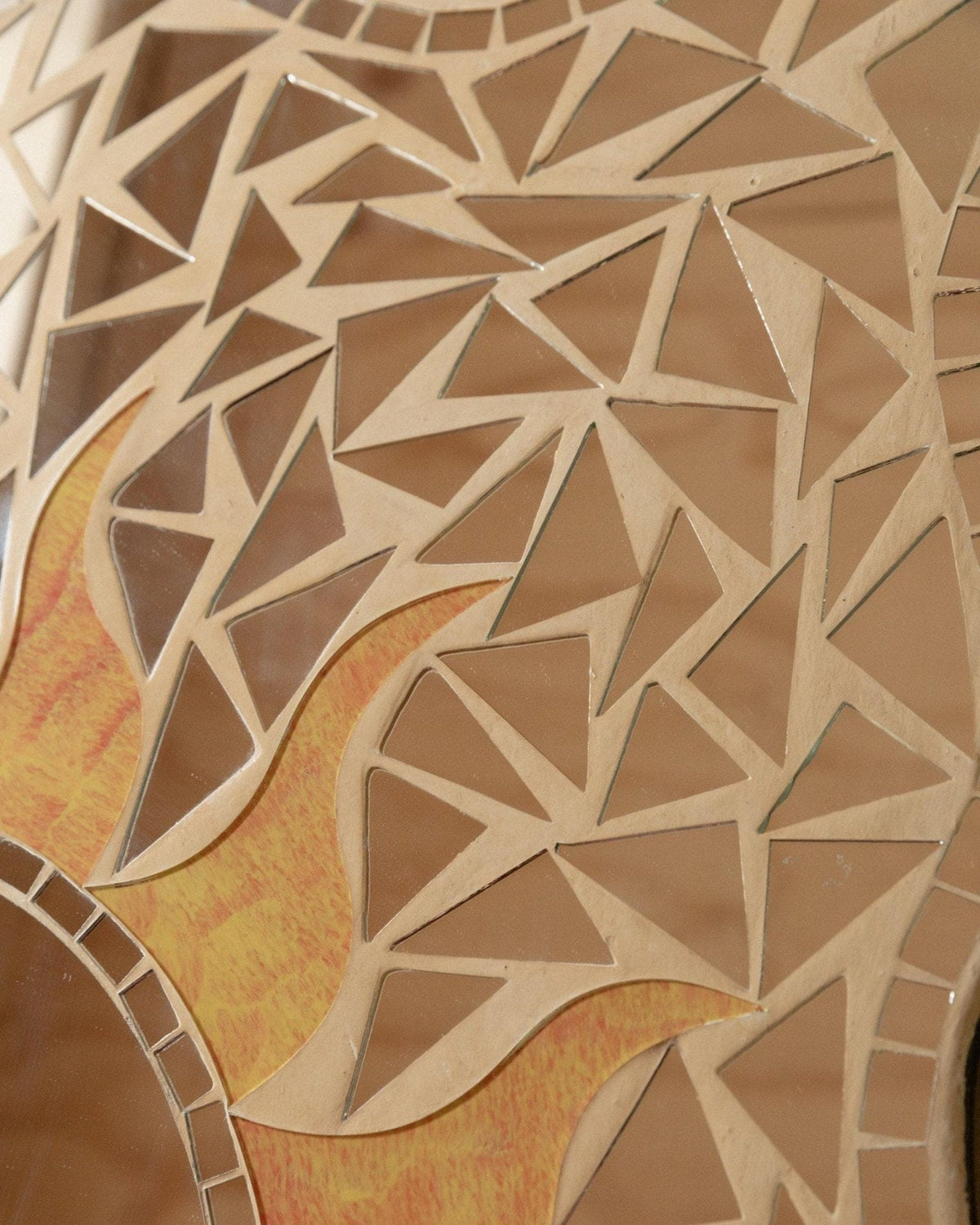 Vintage mosaic mirror with sun pattern Italy 1970s boho style
