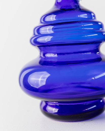 Vintage Murano Karaffe Kobaltblau mit Klarglasstopfen und Griff 60er Jahre