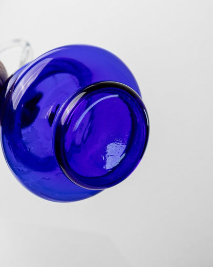 Vintage Murano Karaffe Kobaltblau mit Klarglasstopfen und Griff 60er Jahre