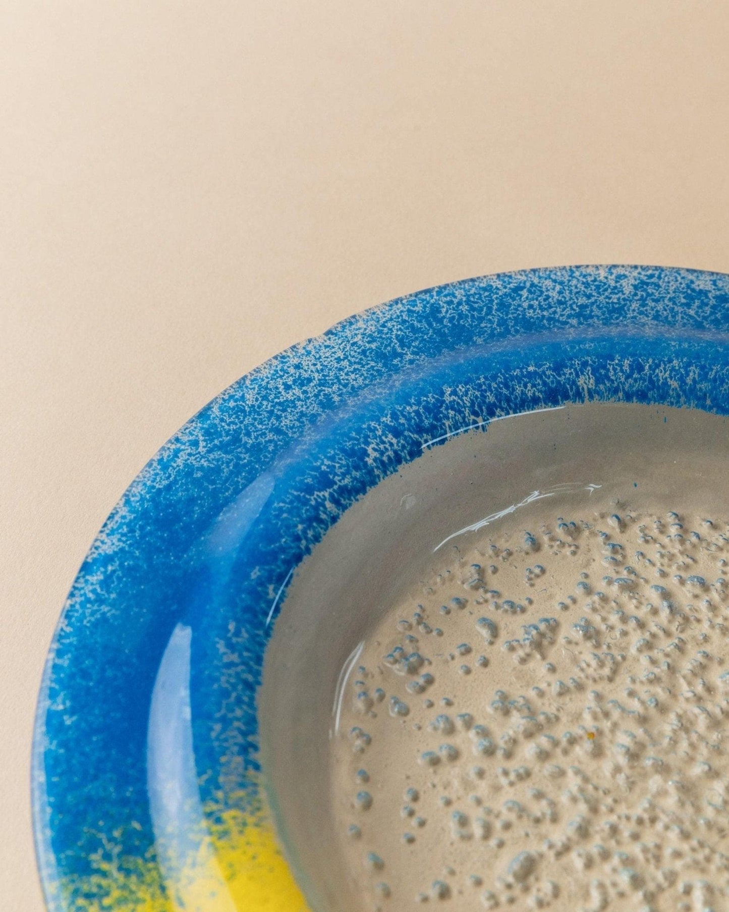 Vintage Murano Glasschale Blau Rot Gelb Pop Art Design 1980er Jahre