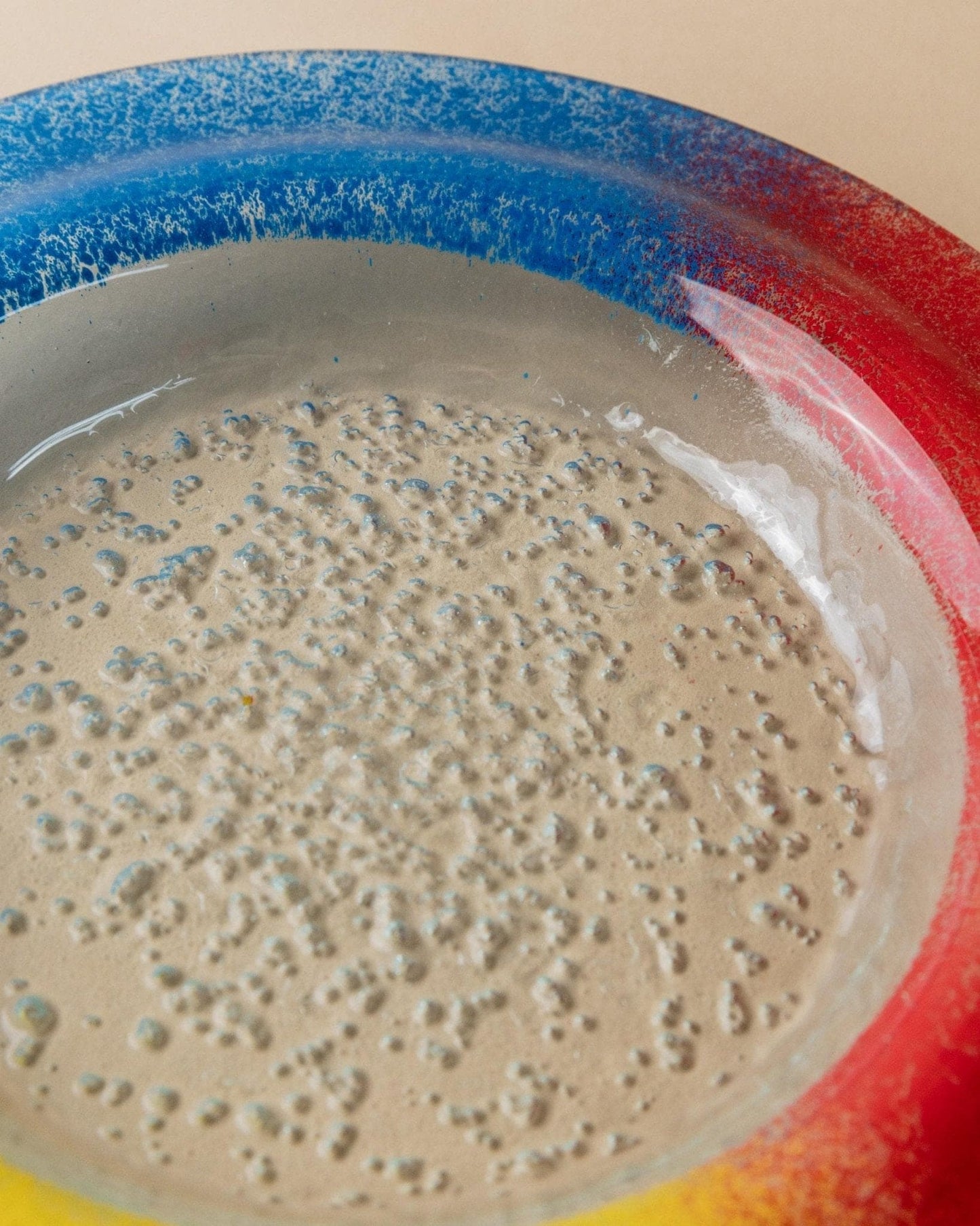 Vintage Murano Glasschale Blau Rot Gelb Pop Art Design 1980er Jahre