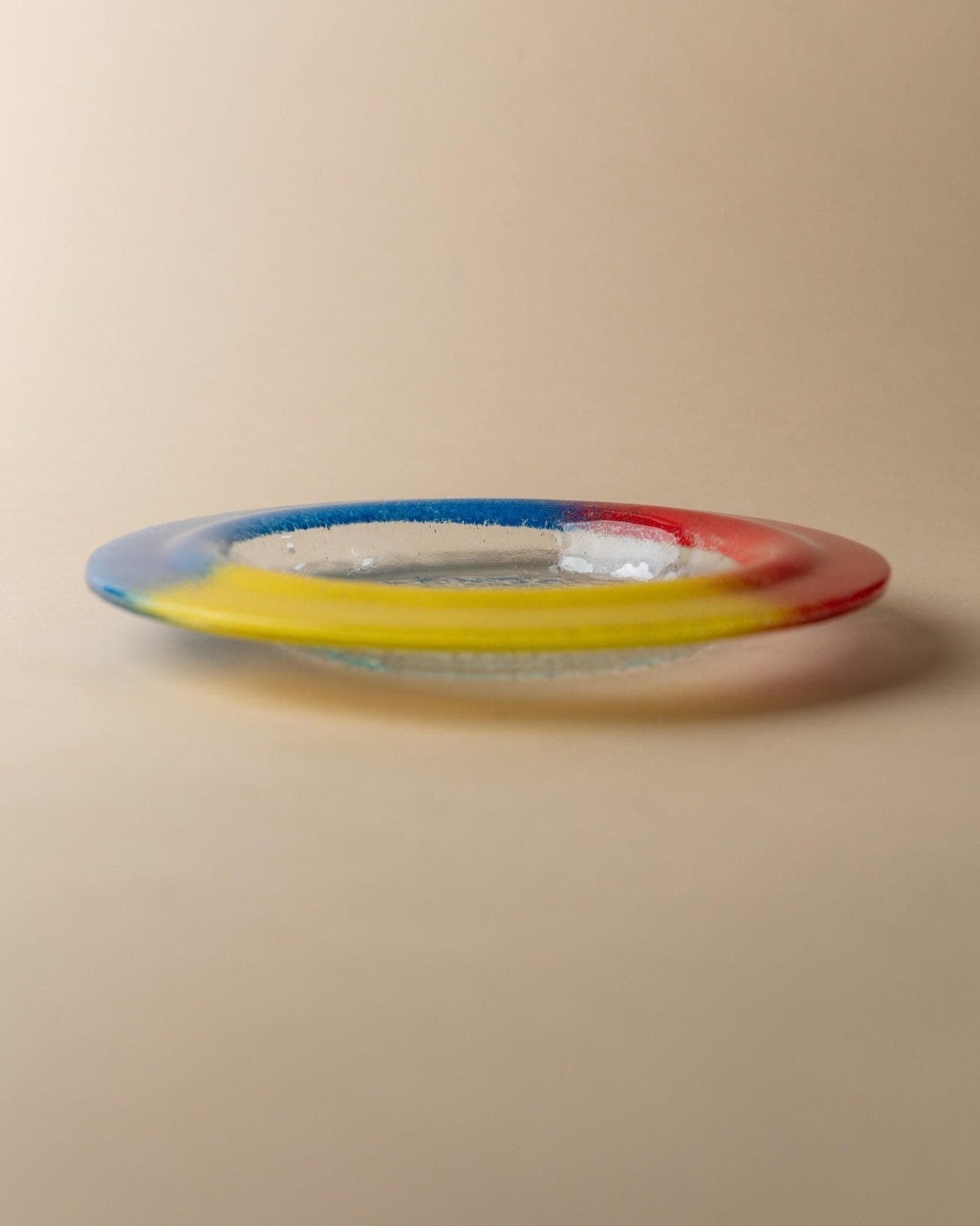 Vintage Murano Glasschale Blau Rot Gelb Pop Art Design 1980er Jahre