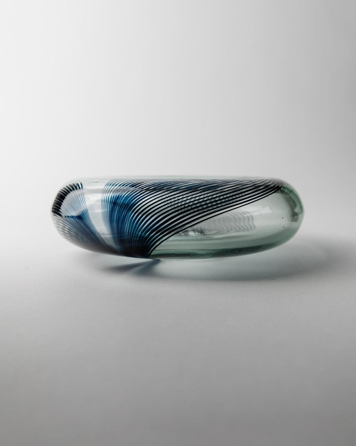 Vintage Schale Murano Glas Blau gestreift 1970er Jahre