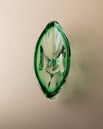 Vintage Schale Murano Glas grün organische Form
