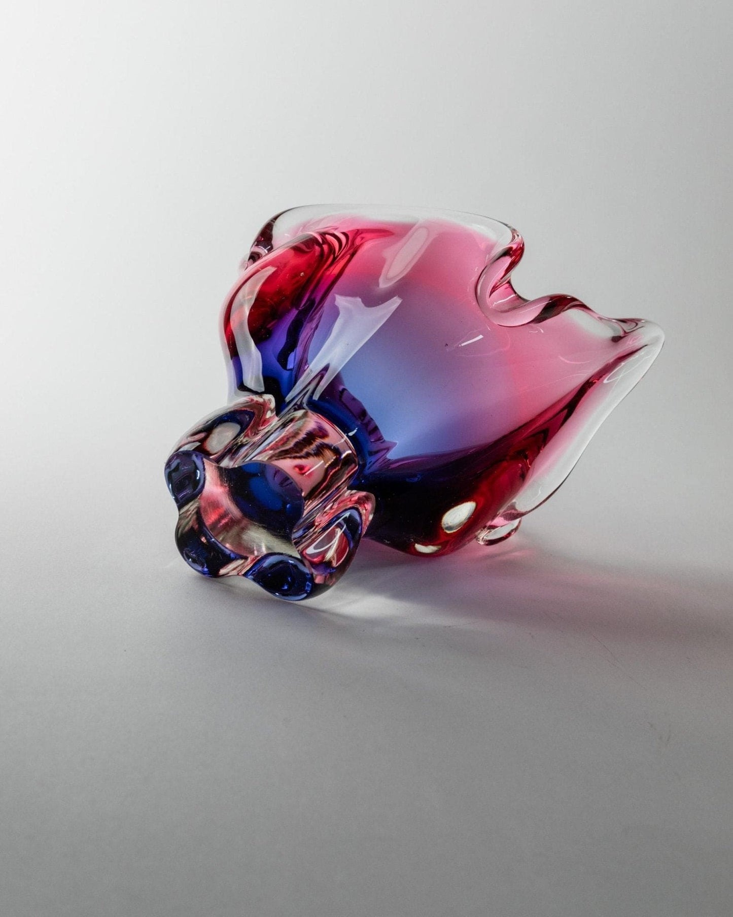 Vintage Murano Glasschale Rosa Blau Organisch Italien 1970er