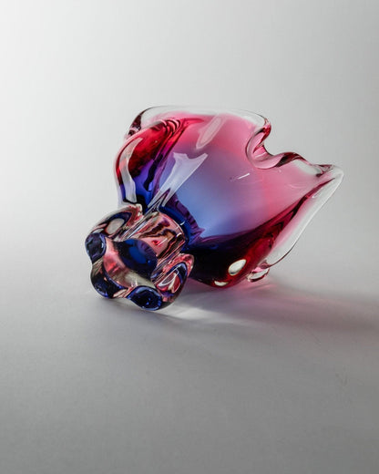 Vintage Murano Glasschale Rosa Blau Organisch Italien 1970er