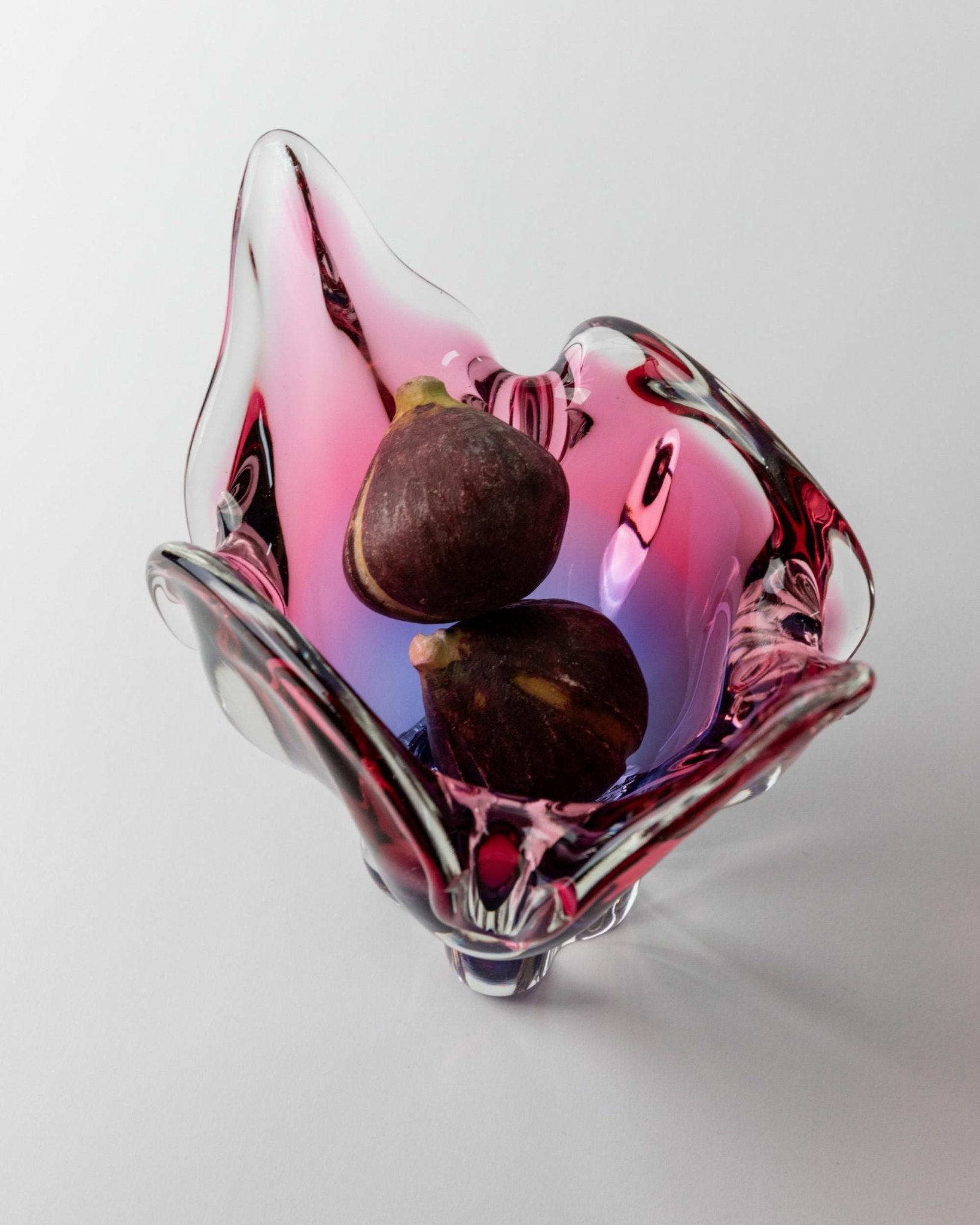 Vintage Schale Murano Glas von Murano pink-blau organische Form