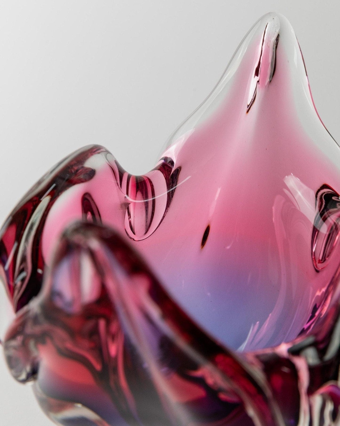 Vintage Murano Glasschale Rosa Blau Organisch Italien 1970er