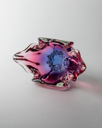 Vintage Murano Glasschale Rosa Blau Organisch Italien 1970er