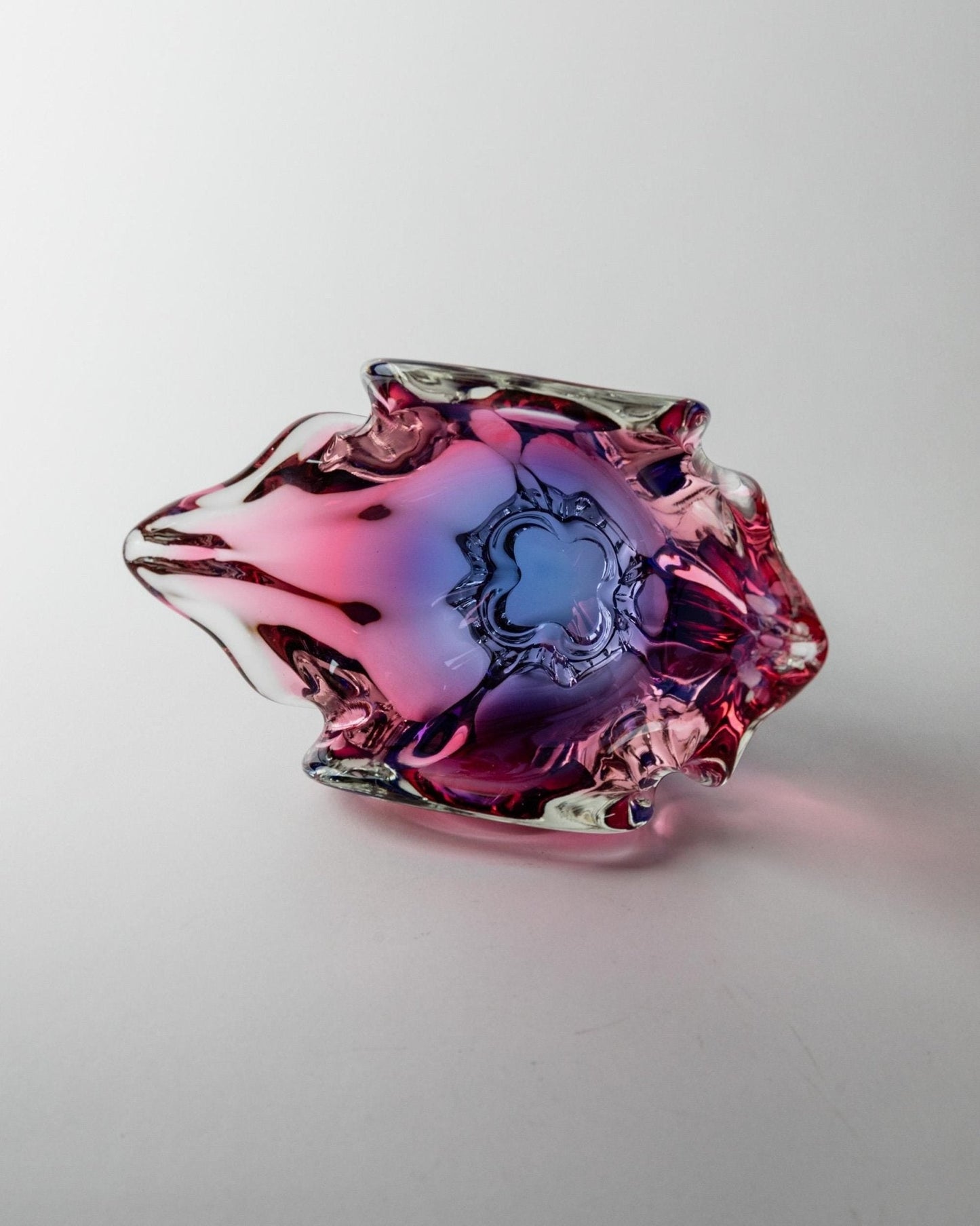 Vintage Schale Murano Glas von Murano pink-blau organische Form