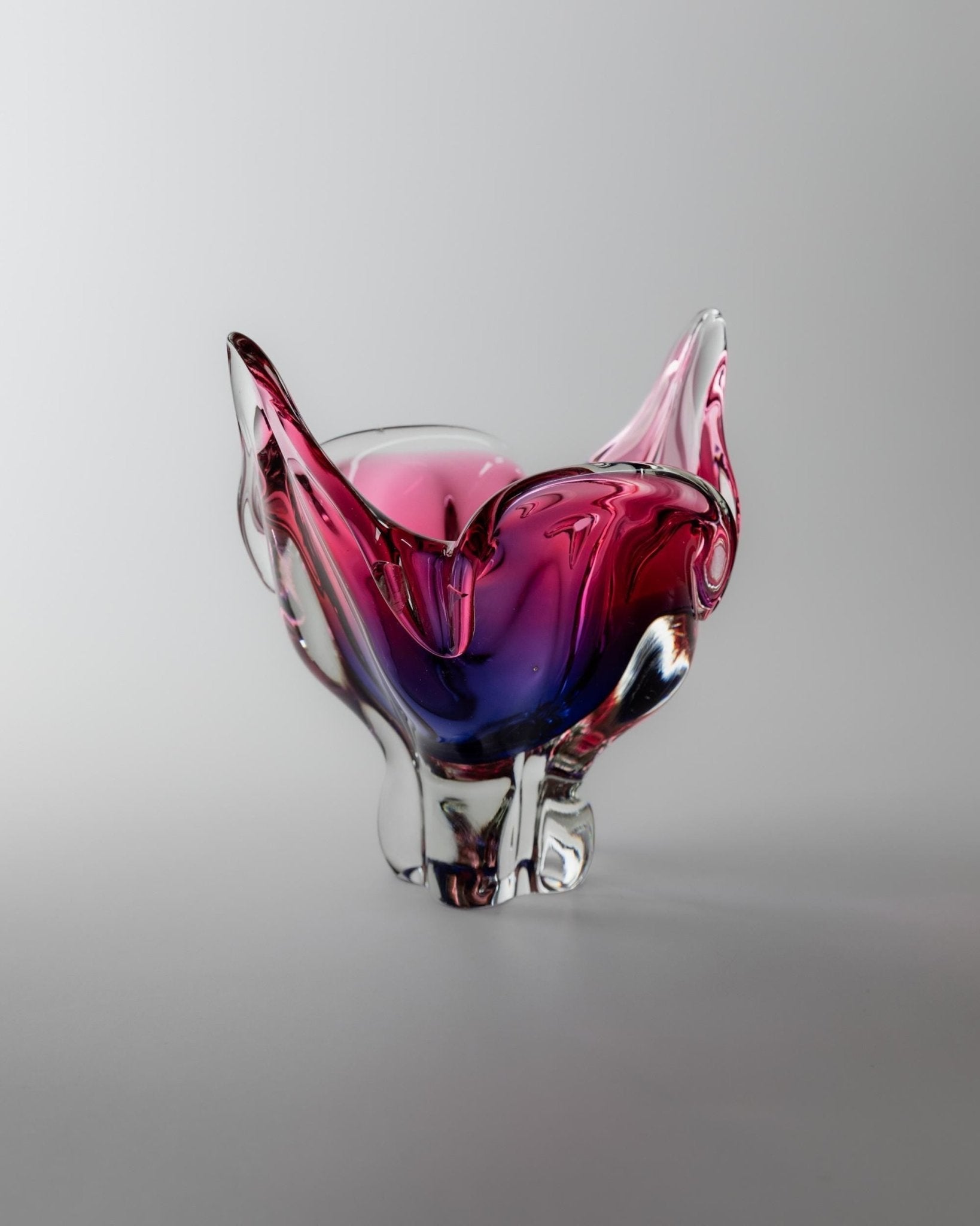 Vintage Schale Murano Glas von Murano pink-blau organische Form