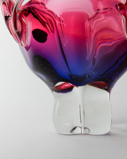 Vintage Murano Glasschale Rosa Blau Organisch Italien 1970er