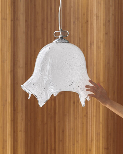 Vintage Murano glass ceiling light by Leola 1960s dotted lampshade