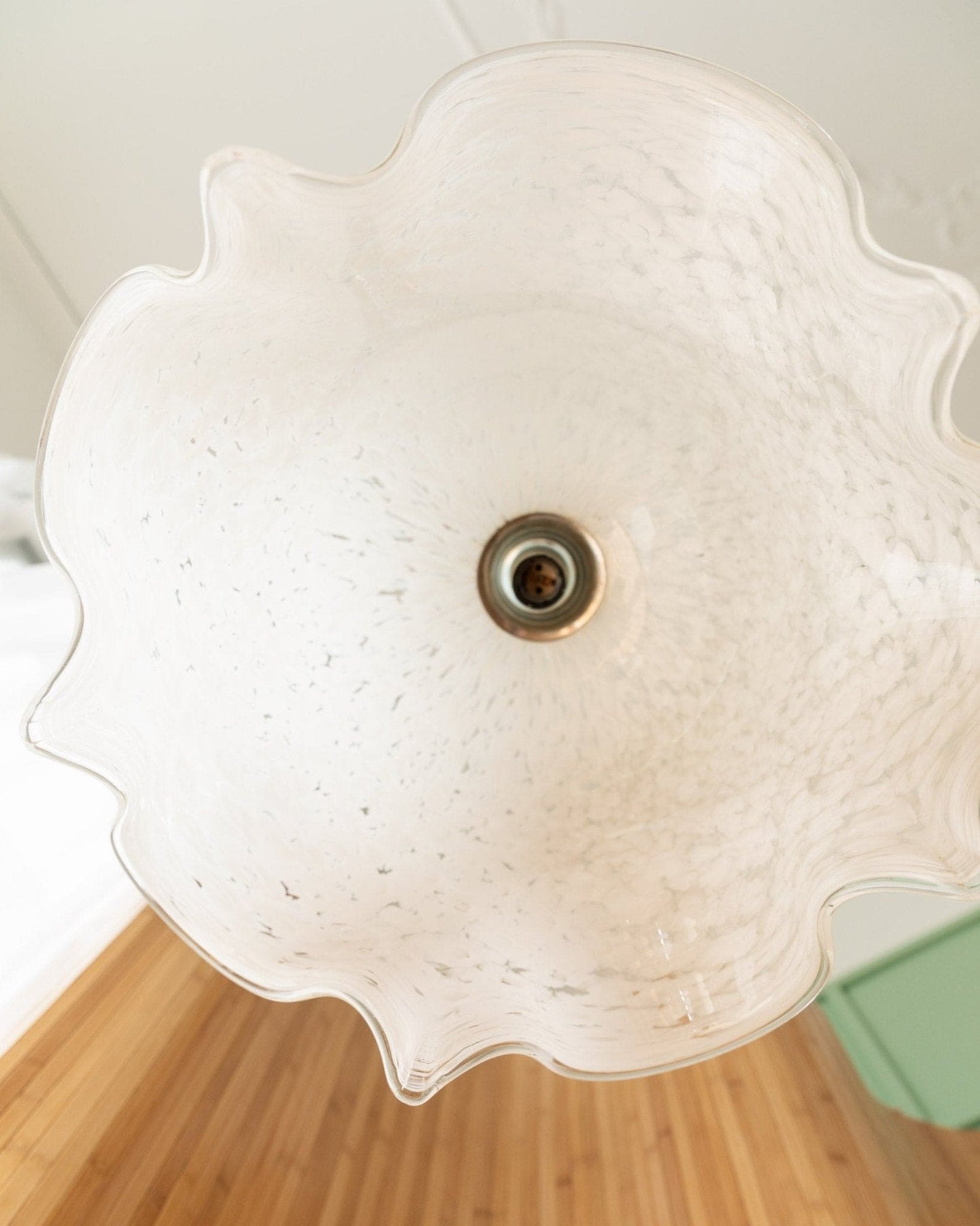 Vintage Murano glass ceiling light by Leola 1960s dotted lampshade