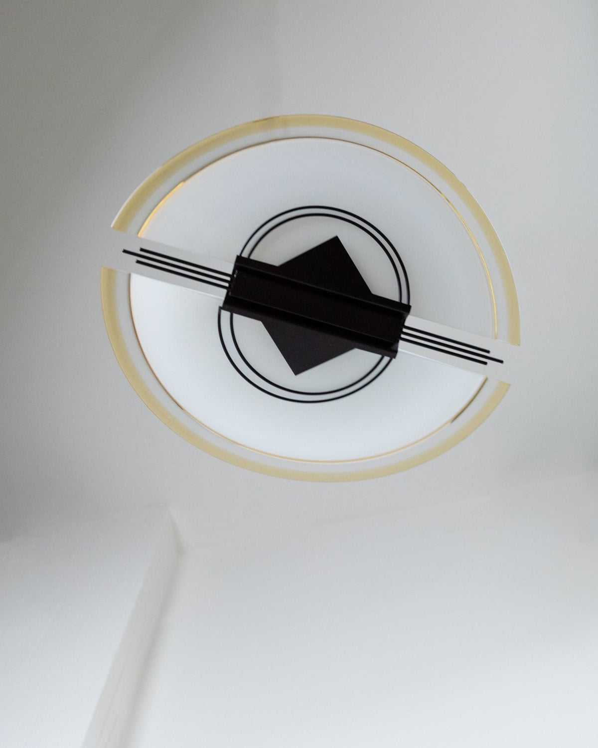 Vintage Deckenleuchte Murano Glas Weiß Gelb Schwarz Klar Vintage Lampe Murano Glas Metall