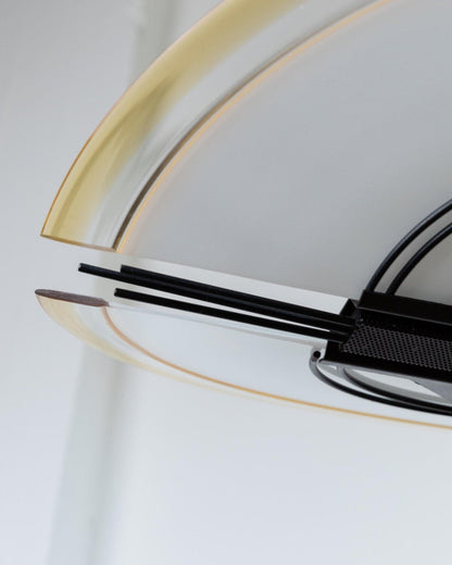 Plafonnier vintage en verre de Murano géométrique blanc jaune noir Memphis années 80