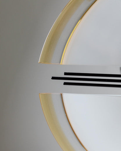 Plafonnier vintage en verre de Murano géométrique blanc jaune noir Memphis années 80