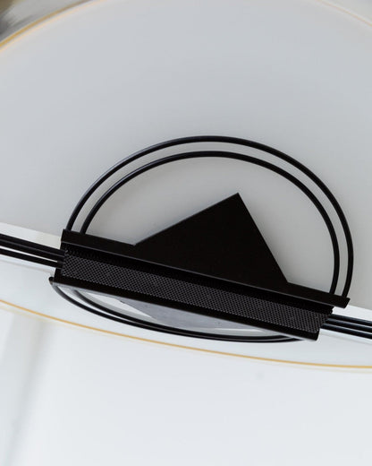 Plafonnier vintage en verre de Murano géométrique blanc jaune noir Memphis années 80