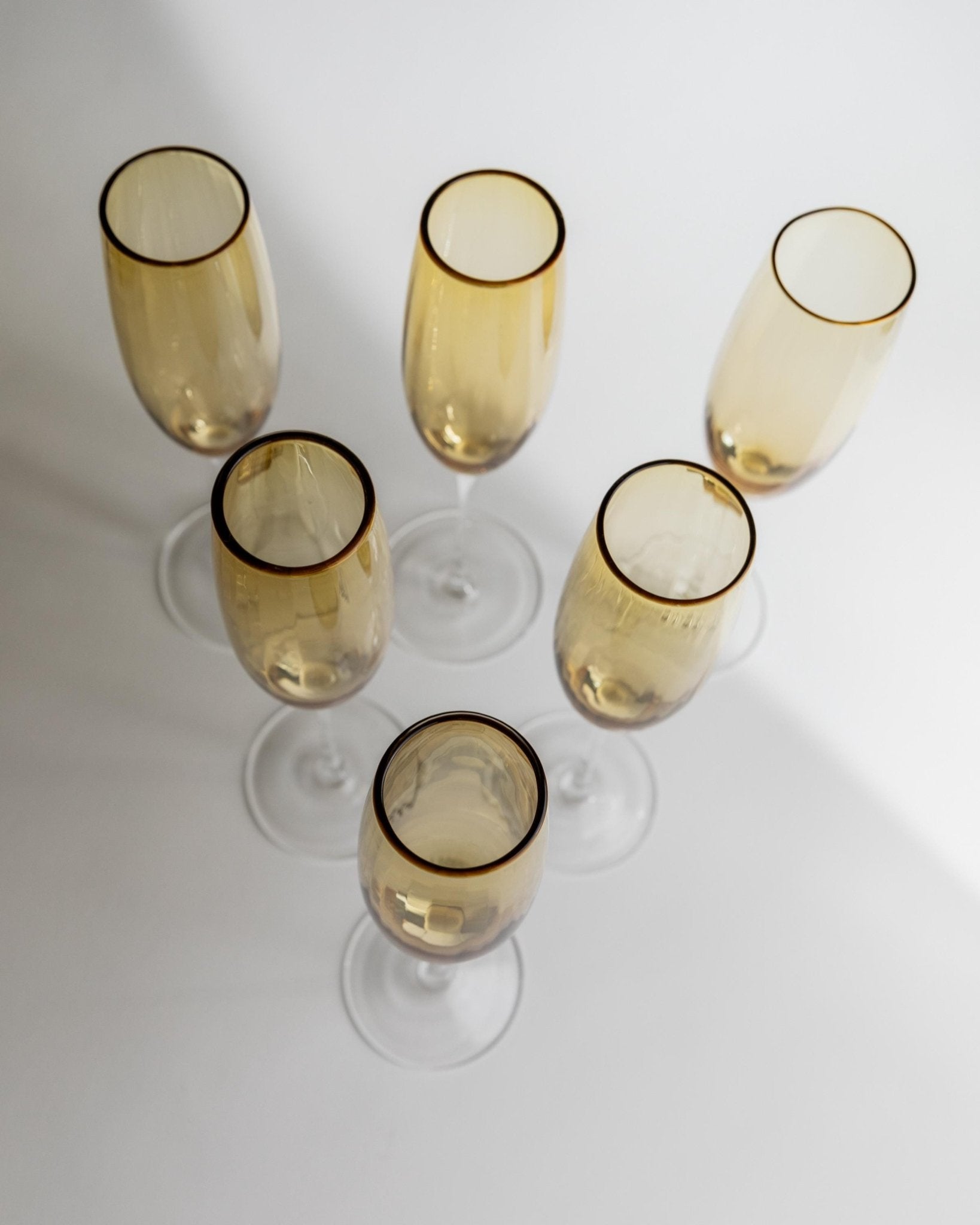Set von 6 Vintage Champagnergläser Murano, Bernstein und Klar