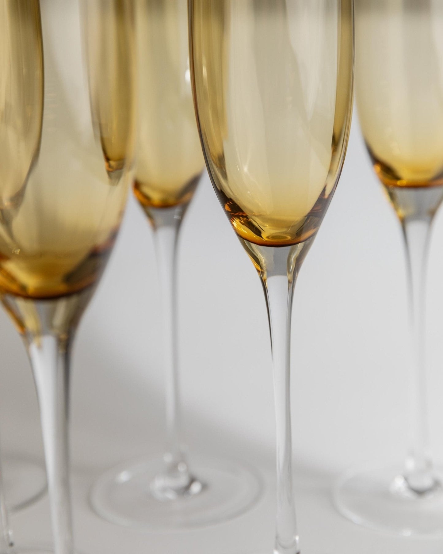 Set von 6 Vintage Champagnergläser Murano, Bernstein und Klar