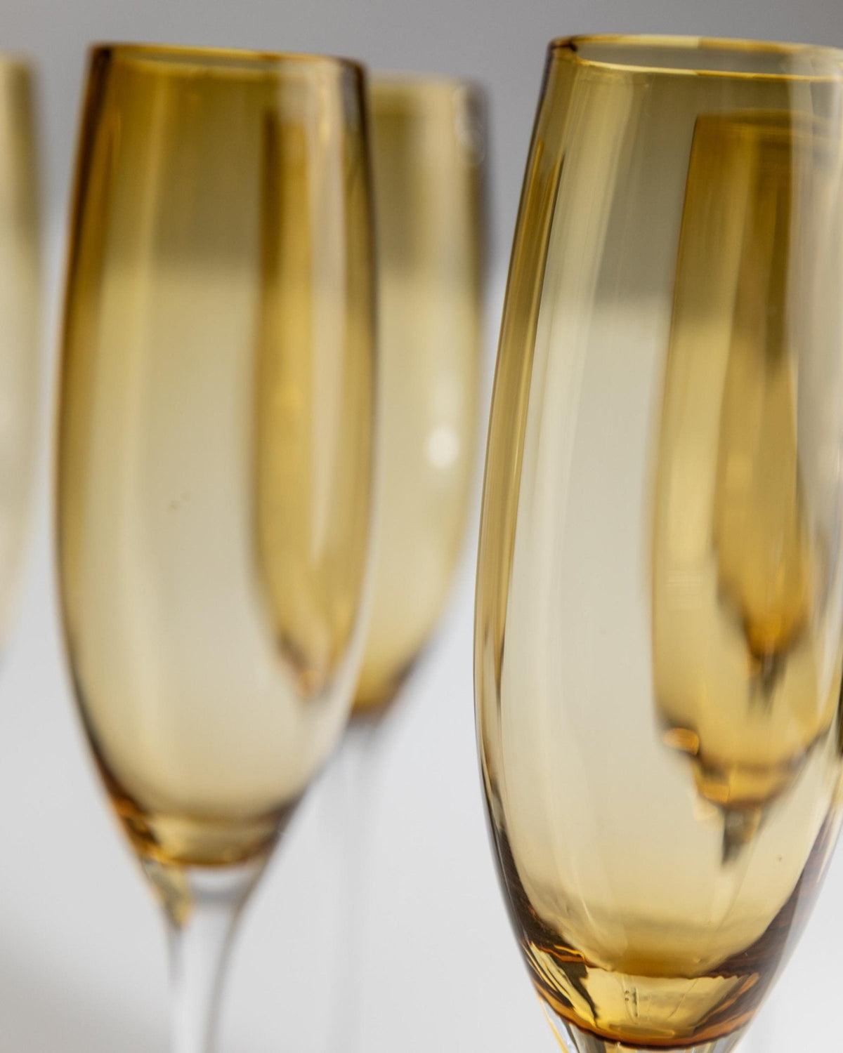 Set von 6 Vintage Champagnergläser Murano, Bernstein und Klar