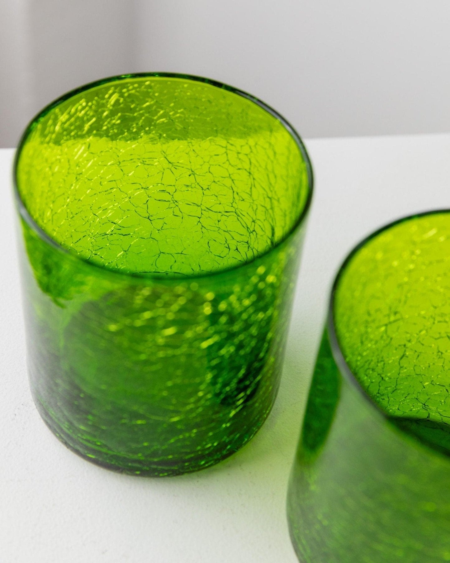 Vintage Murano Glass Carafe and Glass of 3 Green Crackle Effect Italy 60s