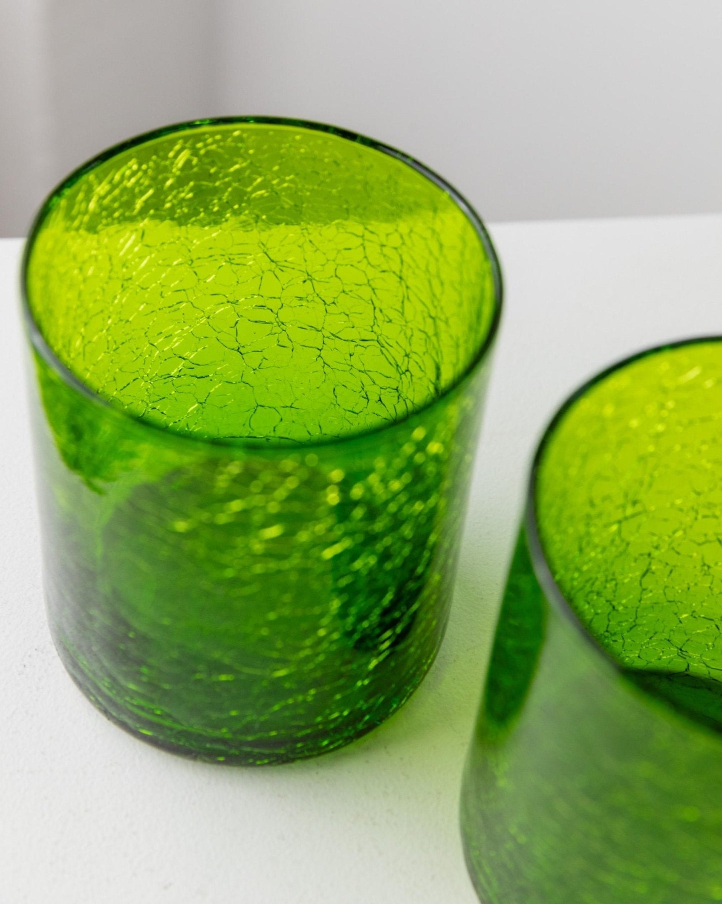 Vintage Glas Set von 3 Gläsern und Karaffe von Murano, grün, Crackle-Effekt, Italien 60er
