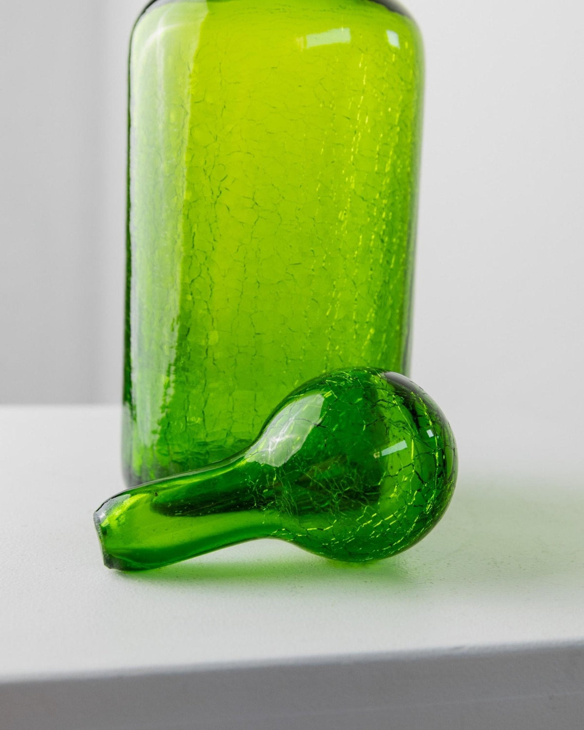 Vintage Glas Set von 3 Gläsern und Karaffe von Murano, grün, Crackle-Effekt, Italien 60er