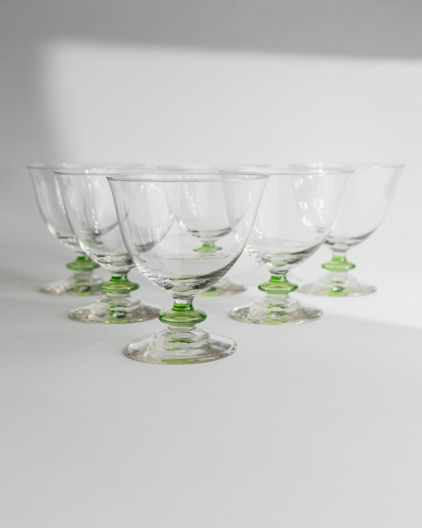 Vintage Glas Set von 6 Murano Cocktailglas grün von Murano
