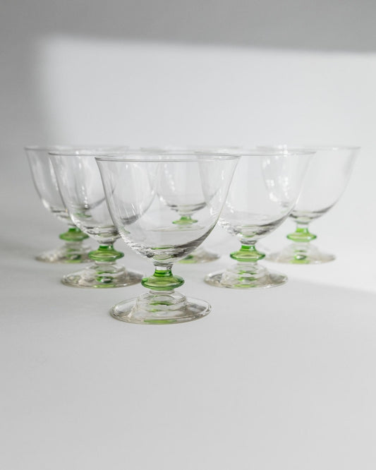 Vintage Glas Set von 6 Murano Cocktailglas grün von Murano