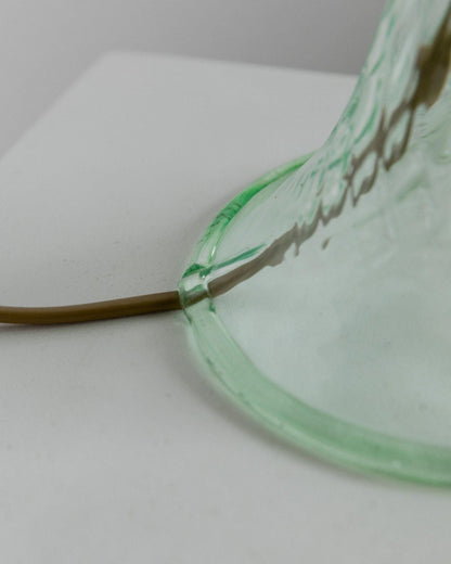 Lampe de table vintage en verre de Murano en forme de vague verte, Italie, années 1980