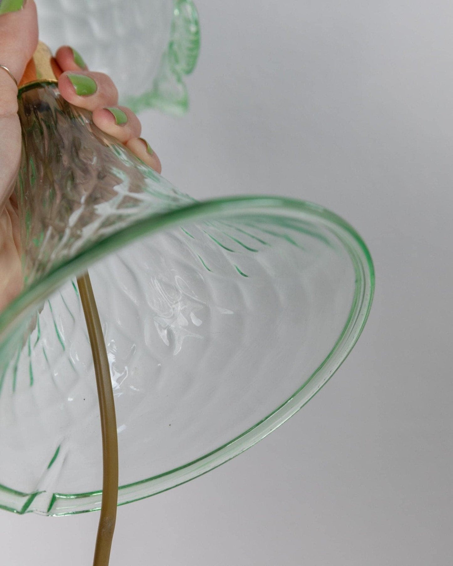 Lampe de table vintage en verre de Murano en forme de vague verte, Italie, années 1980