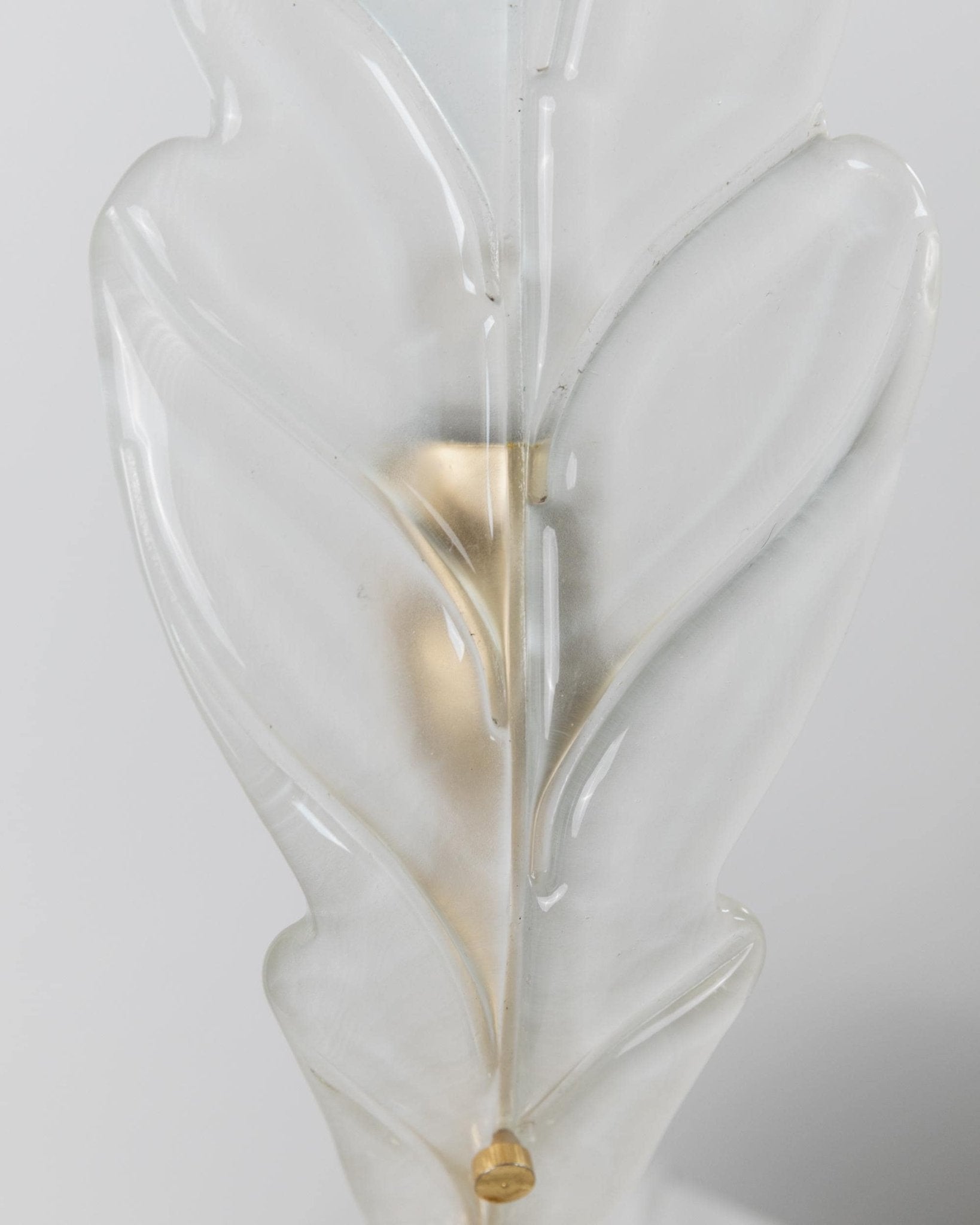 Vintage Tischlampe Murano Glas blattförmig mit blauen Details