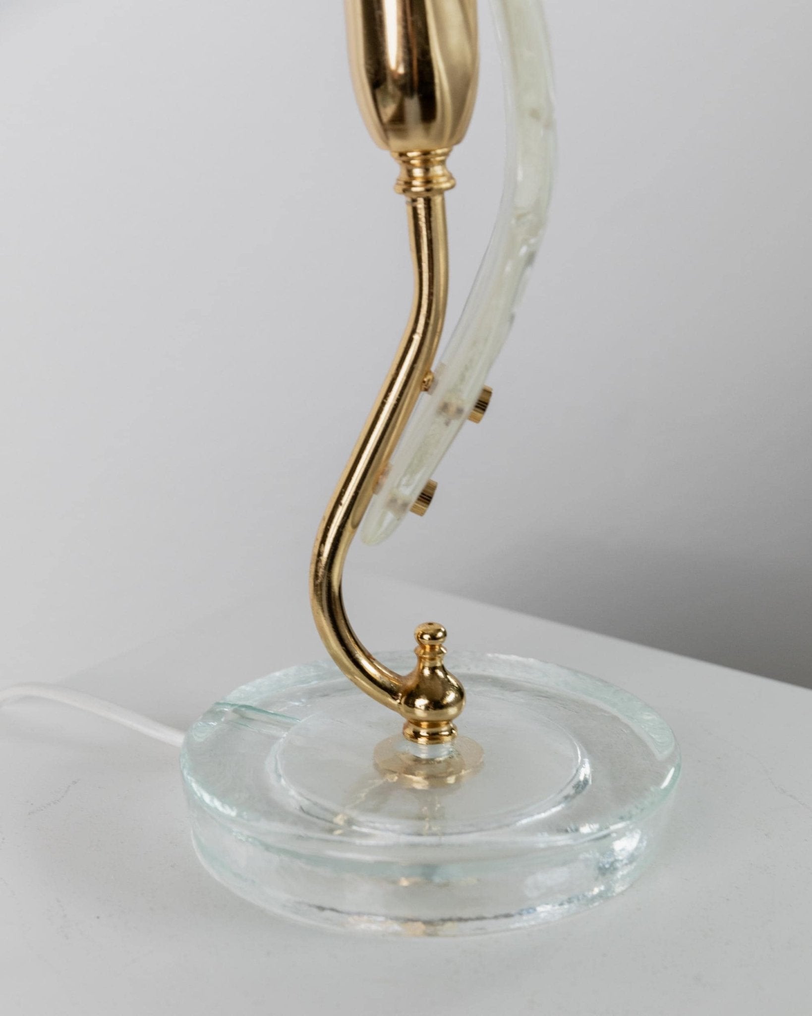 Vintage Tischlampe Murano Glas blattförmig mit blauen Details