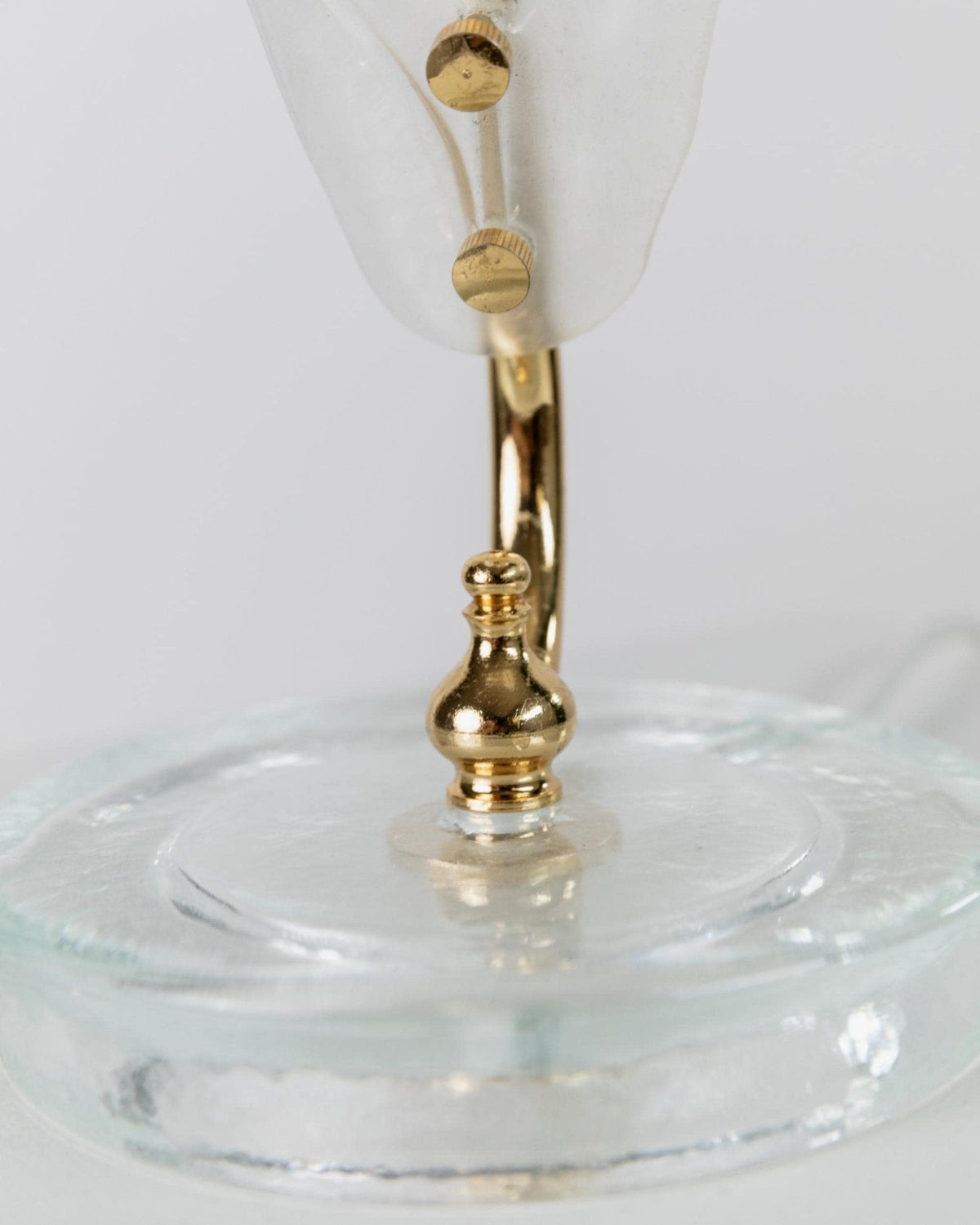 Vintage Tischlampe Murano Glas blattförmig mit blauen Details