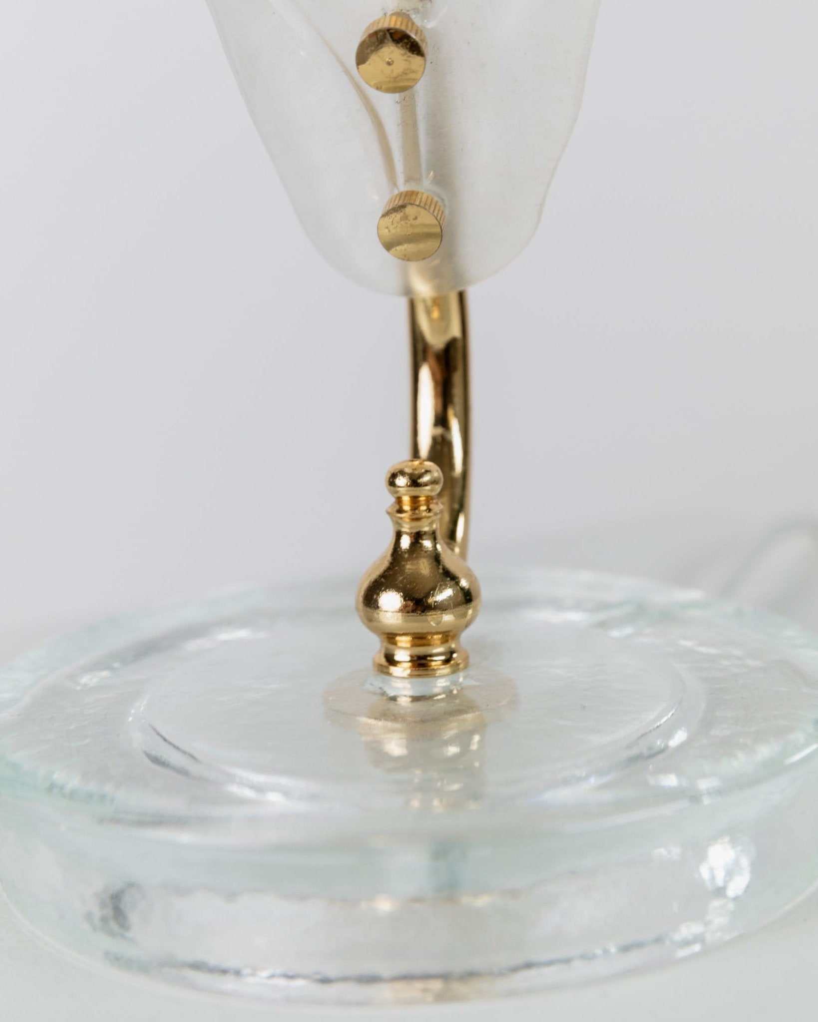 Vintage Tischlampe Murano Glas blattförmig mit blauen Details