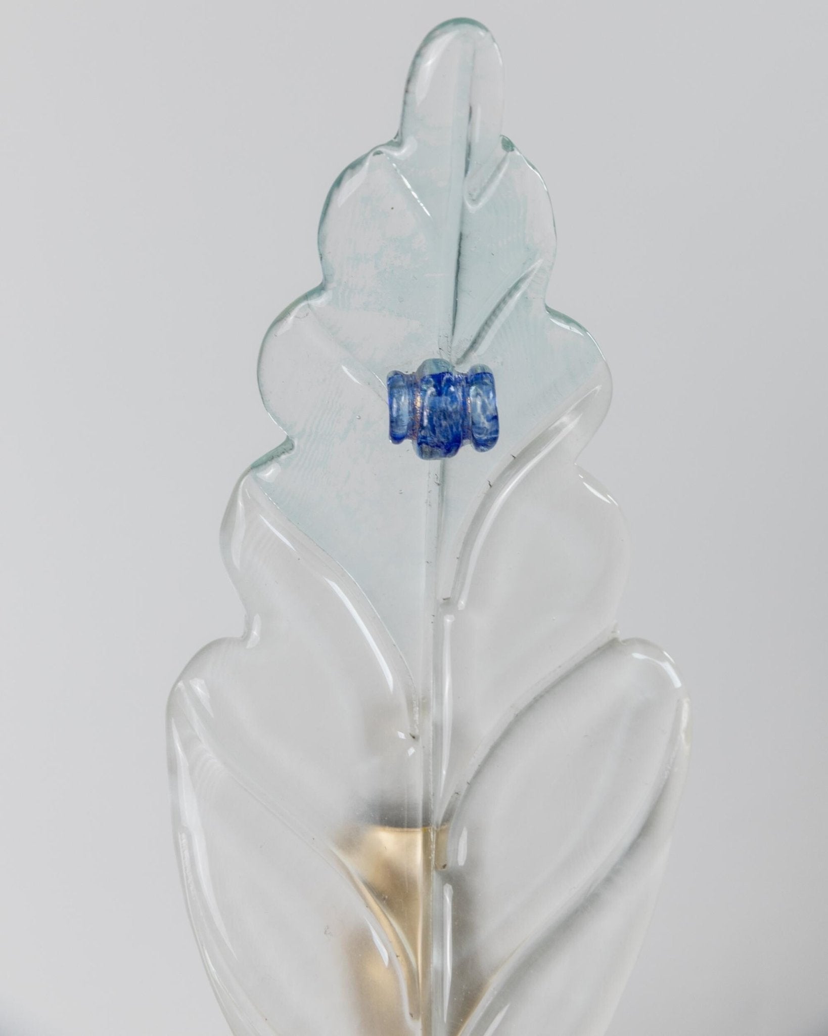 Vintage Tischlampe Murano Glas blattförmig mit blauen Details
