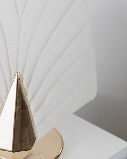 Vintage Murano Glas Tischlampe Blattförmig Gold Metallbasis Italien 1980er